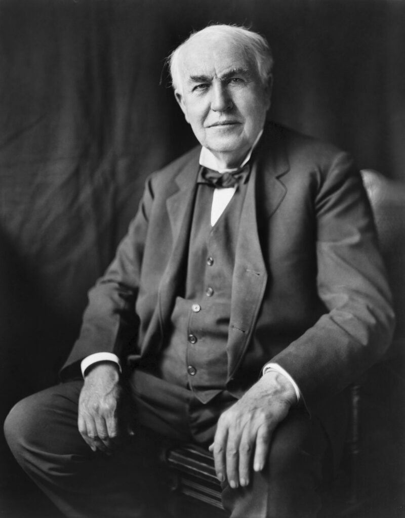 Famous engineers include Thomas Edison shown in a black and white photo. 