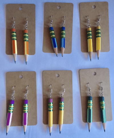 Ticonderoga pencil earrings in different colors
