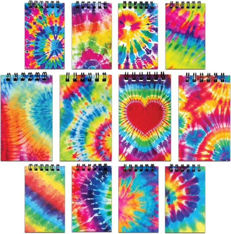 Colorful tie-dye spiral notepads