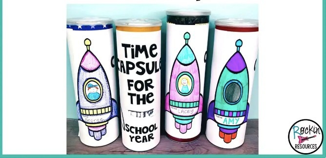 Classroom time capsules made from pringles cans as an example of fun last day of school activities
