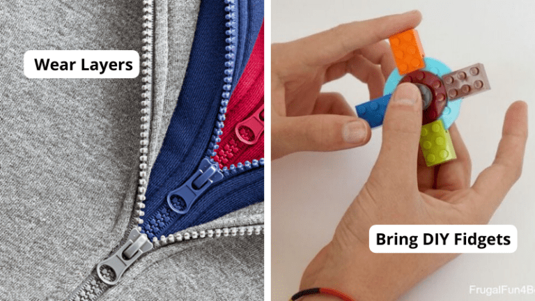 Tips for substitute teachers including wearing layers and bring DIY fidgets.
