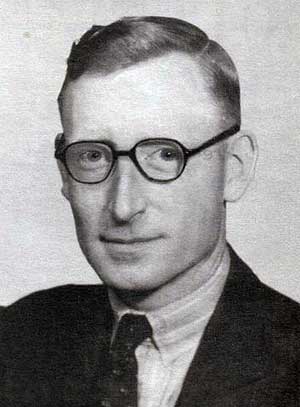 Famous engineers include Tommy Flowers shown here in a black and white headshot wearing glasses.