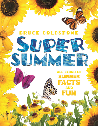 Cover of the book Super Summer, with bright flowers and butterflies, as an example of summer read alouds.