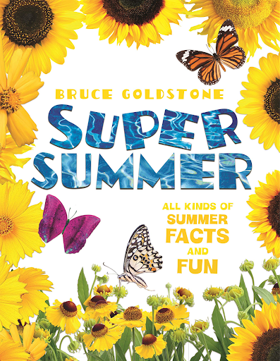 Super-Summer Cover of the book Super Summer, with bright flowers and butterflies, as an example of summer read alouds.