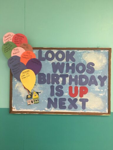 look whos birthday is up next up birthday inspired bulletin board