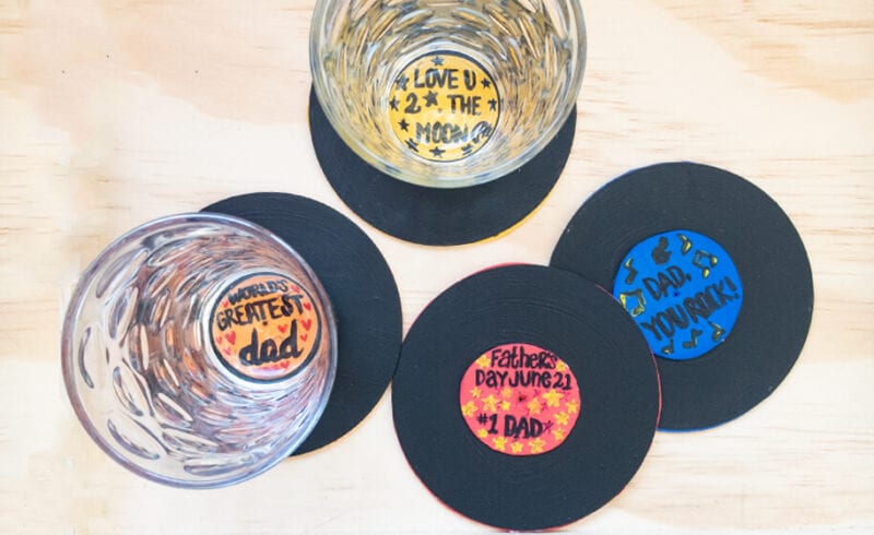 The best Father's Day crafts for kids can include coasters made from old records.