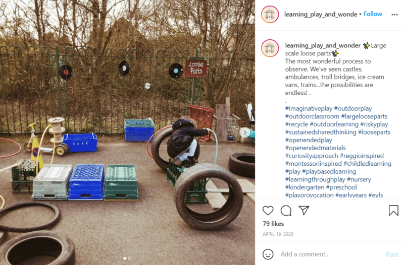 Still of use loose parts for learning and the playground from Instagram
