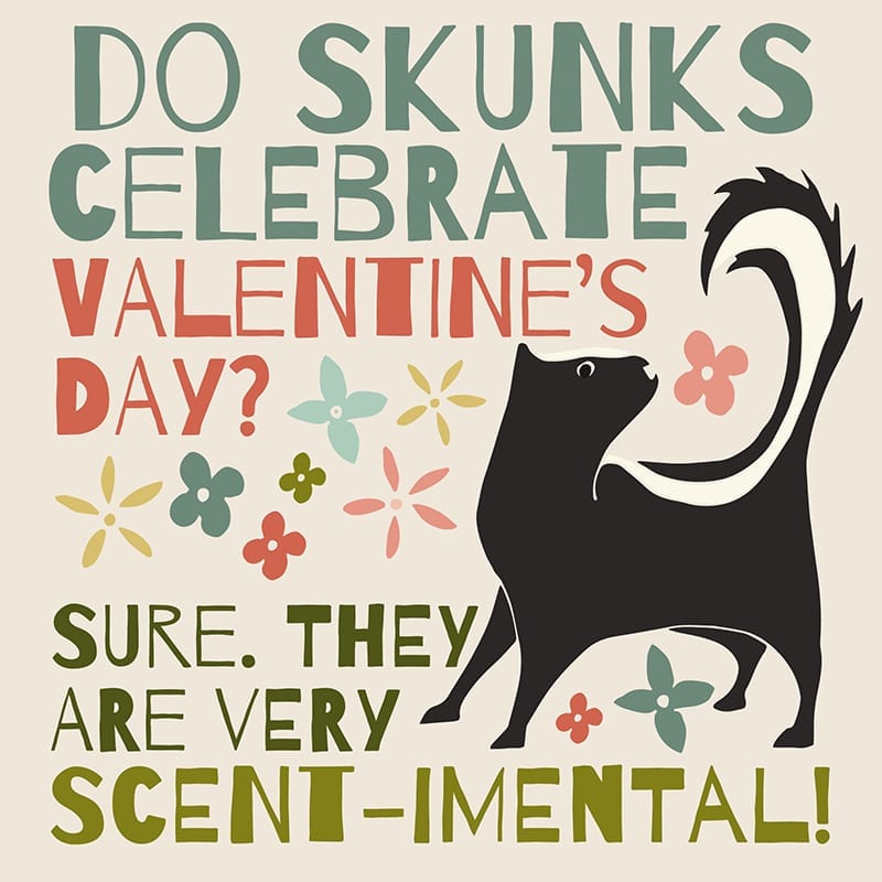 Punny Valentine's Day joke about skunks for students
