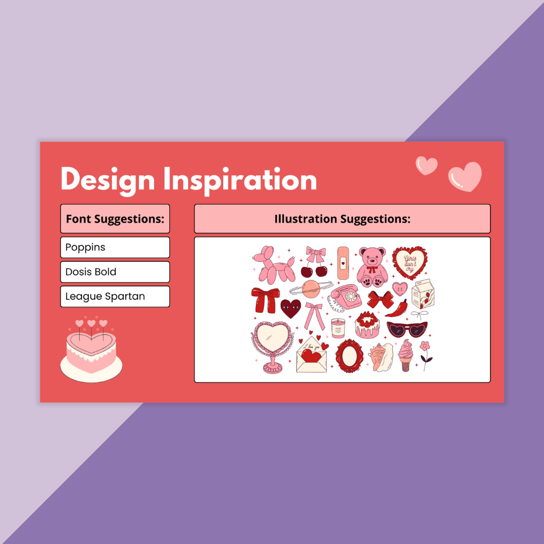 Slide from Valentine's Day secondary ELA activity on a purple background