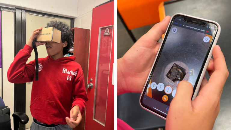 Collage of students using augmented reality