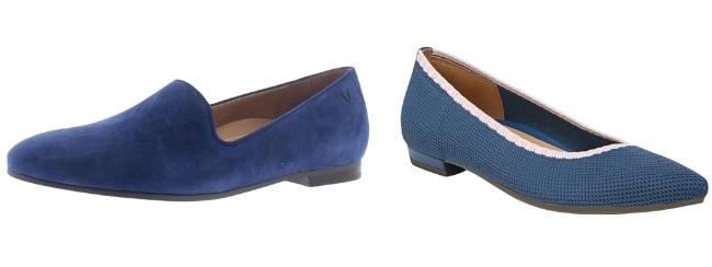 Vionic North Willa slip ons and Dahlia flats in blue