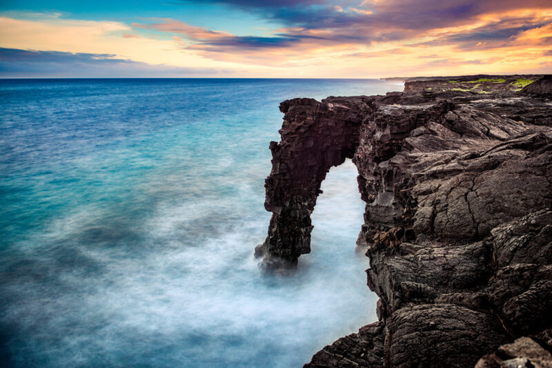 Holei Sea Arch in Hawaiʻi Volcanoes National Park, as an example of best family vacations