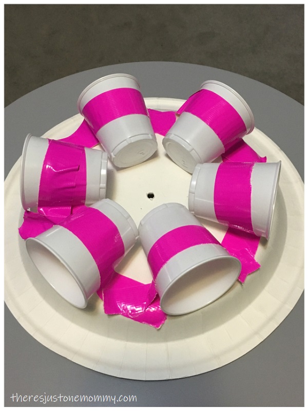 water wheel model made from paper plate and paper cups 