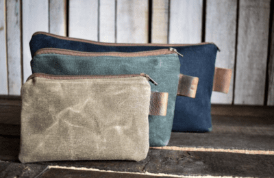 Waxed canvas pencil pouches from Etsy