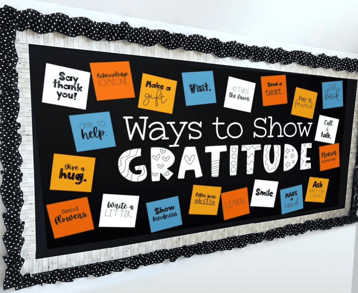 Ways to show gratitude Thanksgiving bulletin boards