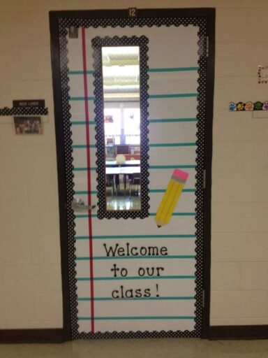 welcome to our class notebook paper and pencil classroom door decoration