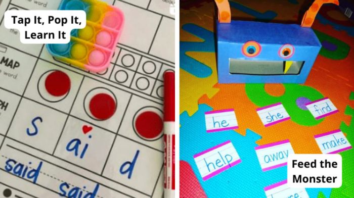 Collage of sight words activities