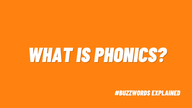 Text that says What Is Phonics? on an orange background.