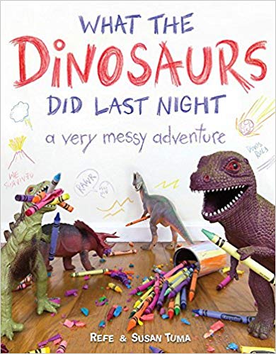 Book cover for What the Dinosaurs Did Last Night as an example of dinosaur books for kids