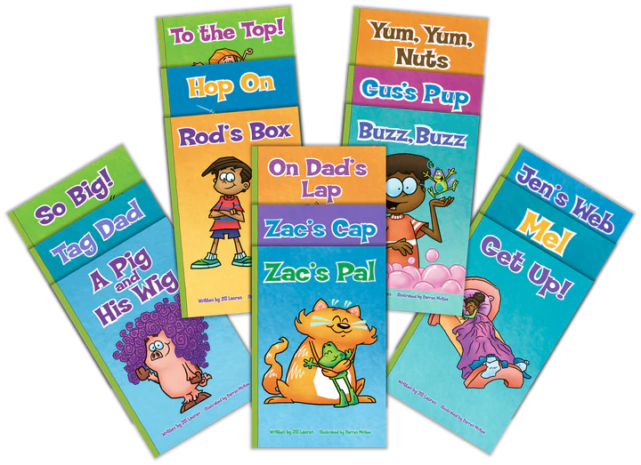 Book covers for Whole Phonics Level 1