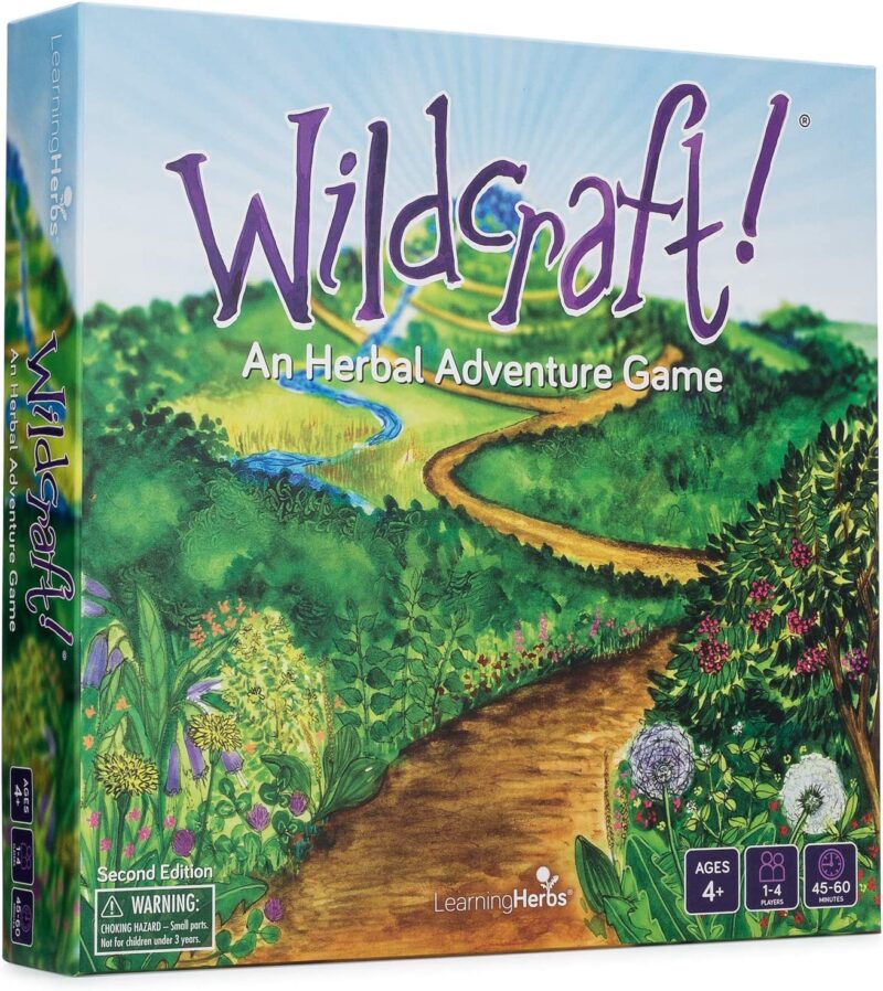 A box shows a path in a forest and the word Wildcraft! (educational board games)