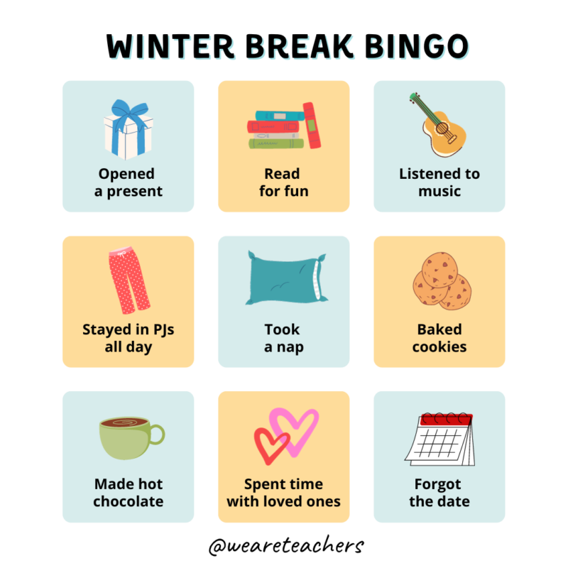 winter break bingo