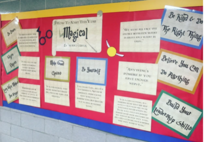 Harry Potter themed bulletin board back to school