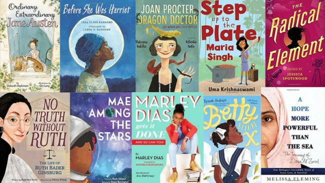Collage of Women's History Month books. 