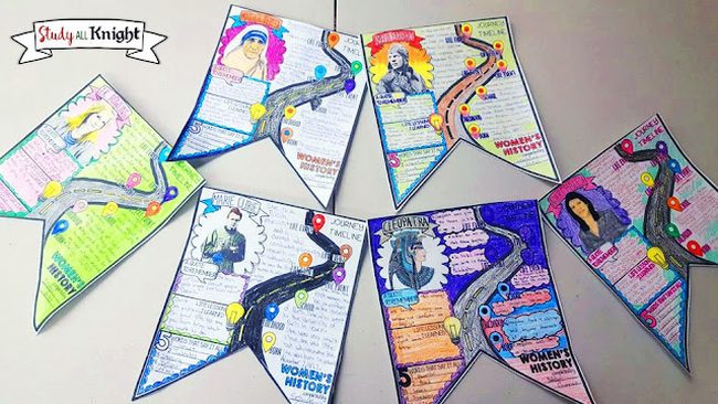 Research pennants project focusing on famous women