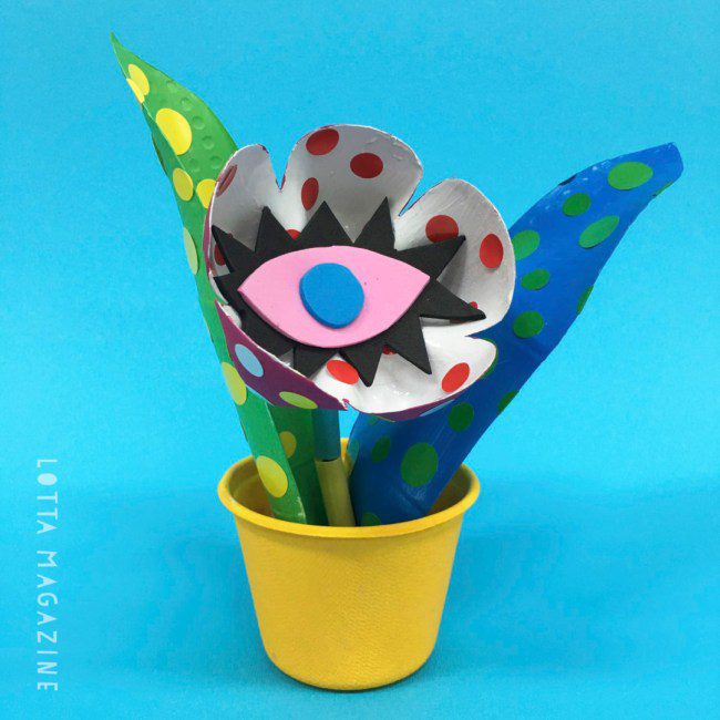 Paper flower craft inspired by the style of Yayoi Kusama (Women's History Month Activities)