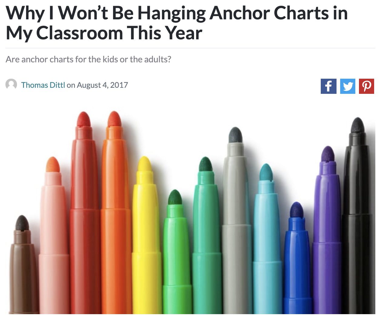 Screencap of an article about not using anchor charts