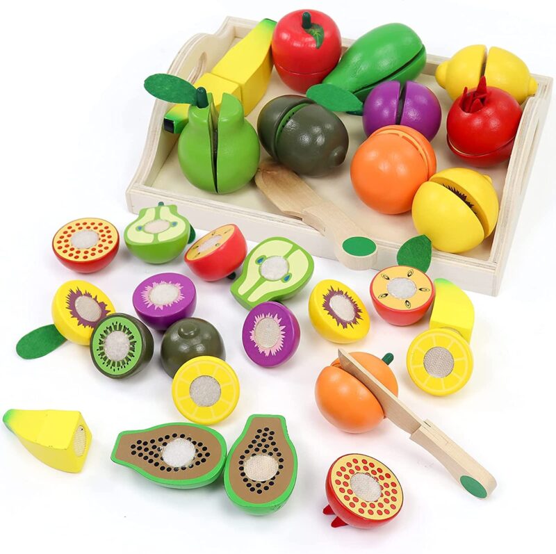 Colorful realistic wooden food
