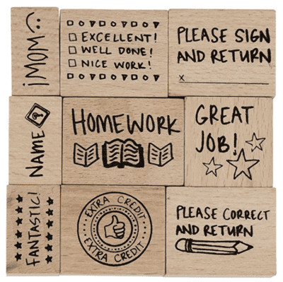 Wooden stamp set for teachers
