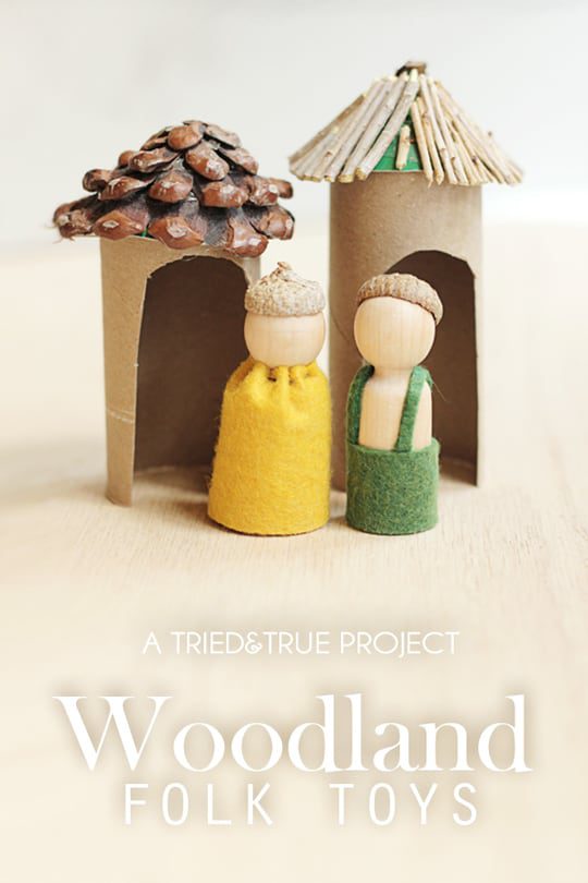 woodland folk toys made from natural materials, as an example of DIY Thanksgiving crafts