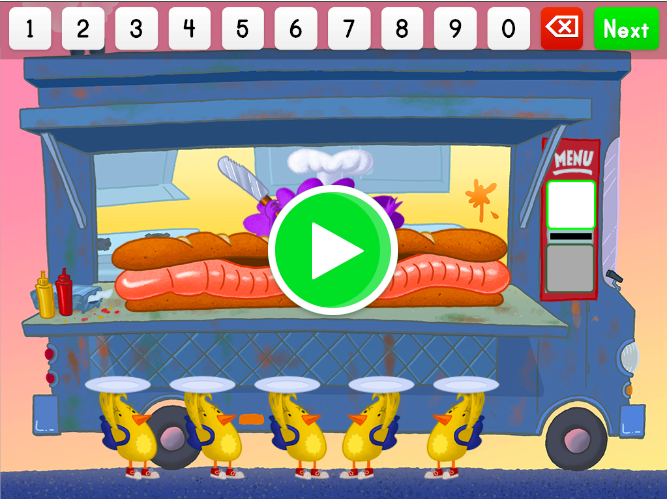 Main screen of online fraction game Worm Sandwich Fractions