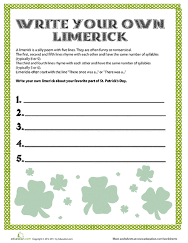 Write Your Own Limerick worksheet