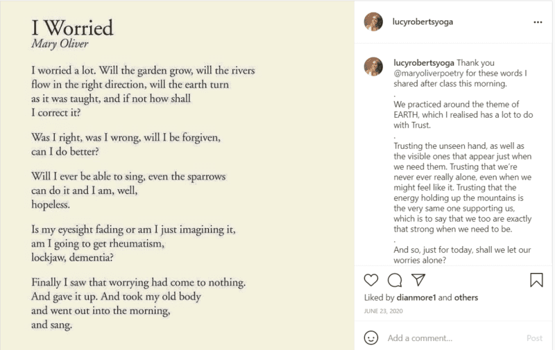 Poem titled "I'm worried" on cream background teacher writing prompt