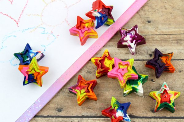 recycled crayons made into star shapes
