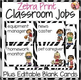 Zebra-print classroom jobs